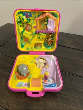 🐘🐒🧸 Vintage 1989 Polly Pocket Wild Zoo World – Bluebird